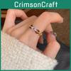 Stylish Vintage Geometric Open Adjustable Copper Ring For Women With Elegant Glazed Design