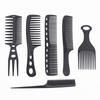 6pcs Black Hair Comb Set, Hair Comb Pointed Tail Comb Wide Tooth Comb African Insert Comb, Men's and Women's Hair Comb