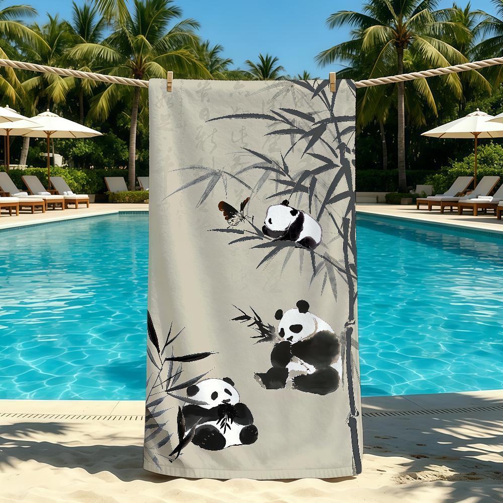 Asciugamano Panda Per Campeggio All'aperto Asciugamano da Spiaggia Carino Bambù Super Assorbente Asciugatura Rapida Asciugamano Estivo