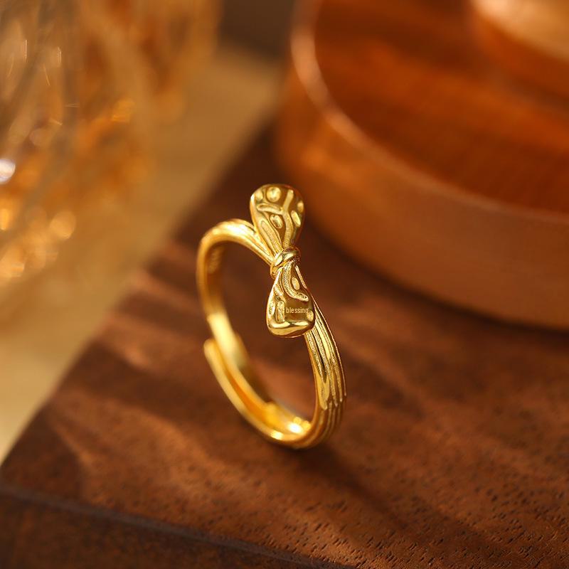 

Кольцо-бантик Banyan Tree S925 Silver Knotted - стиль Sweet Cool Ins, регулируемое для женщин RS1139, adjustable opening золотой