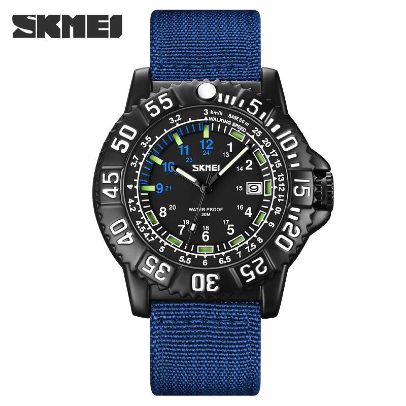 SKMEI 9281 Men s Personalized Calendar Luminous Quartz Watch with Casual Nylon Strap