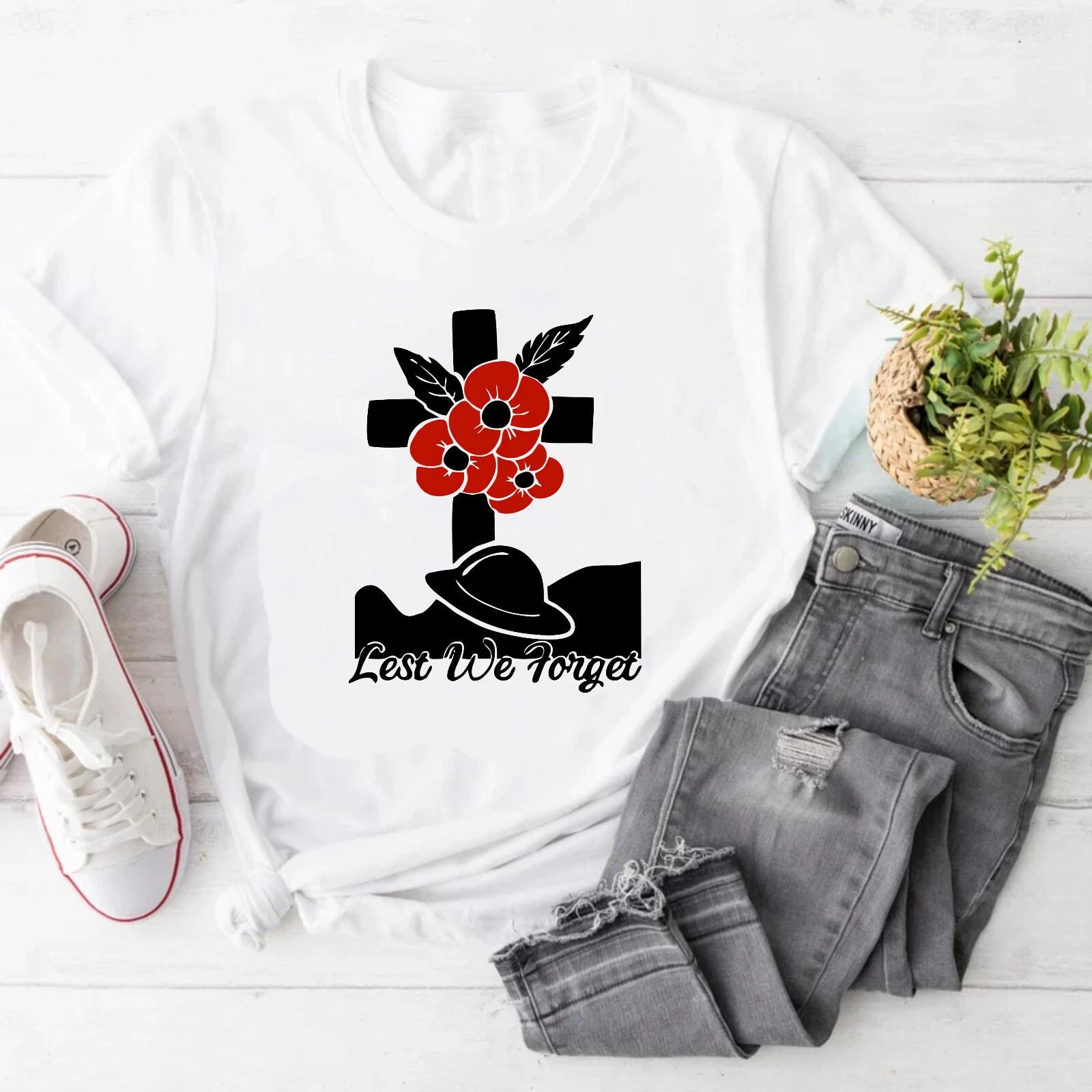 Lest We Forget T-Shirt, Remembrance Day British Army Shirt, Poppy Flower Tee Top 3XL