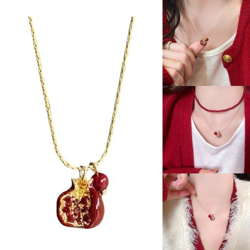 Elegant Pomegranate Necklace Symbolizing Abundance and Prosperity for Fashion Forward Women Seeking Unique Designs