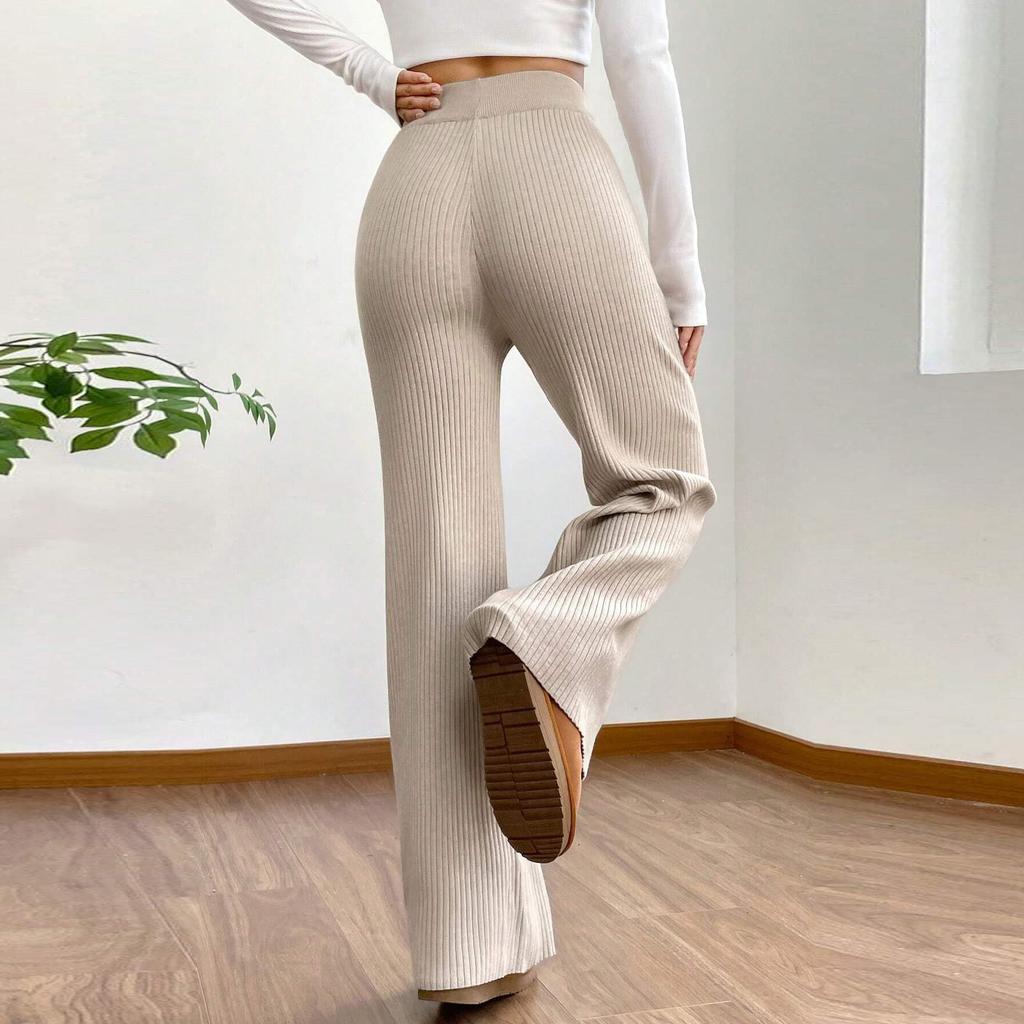 Women's Casual Fashion Solid Color Elastic Waist Drawstring Workwear Wide Leg Pants With Pockets