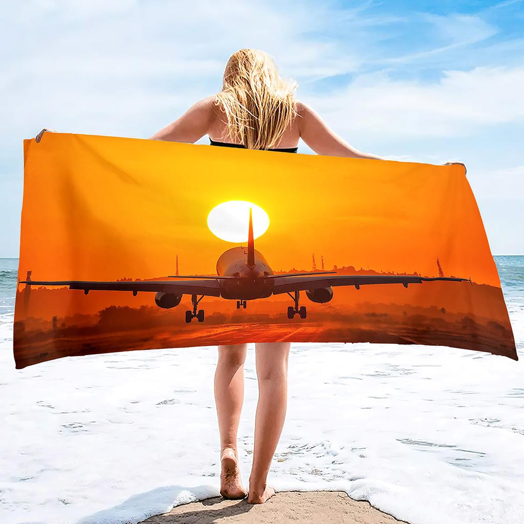 Airplane Pattern Series Seaside Vacation Beach Towel Swimming Bath Towel Sports Towel