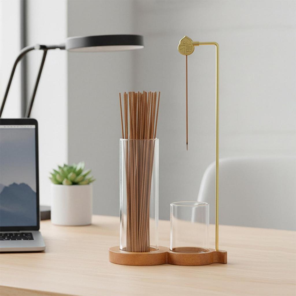 Incense Holder 2 In 1 Detachable Stick Holder With Glass Ash Catcher Burner For Home Office Bedroom Meditation Yoga Relaxation