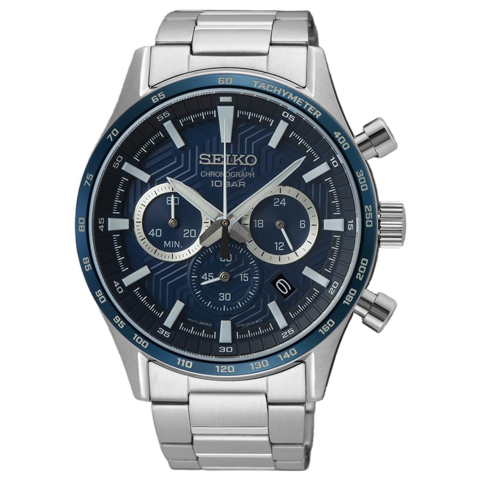 

SEIKO 100m Water Resistant Quartz Movement Stainless Steel Strap Watch 43mm Men s Watches Blue Dial SSB445P1 Blue Dial