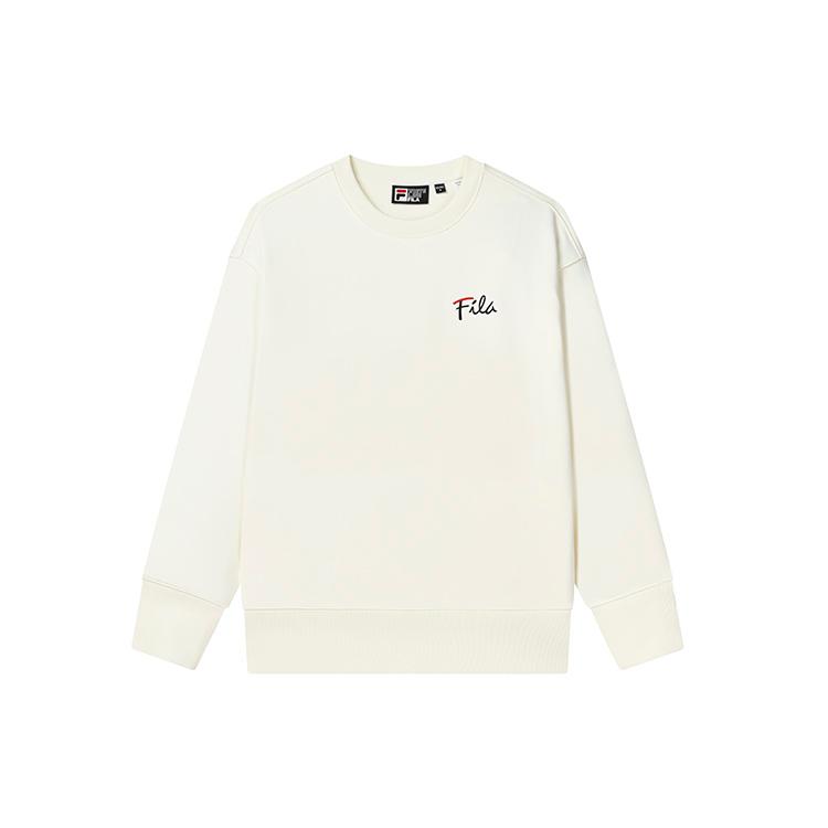 New FILA Sweatshirts Unisex Milk Salt White F11U248201F-IV