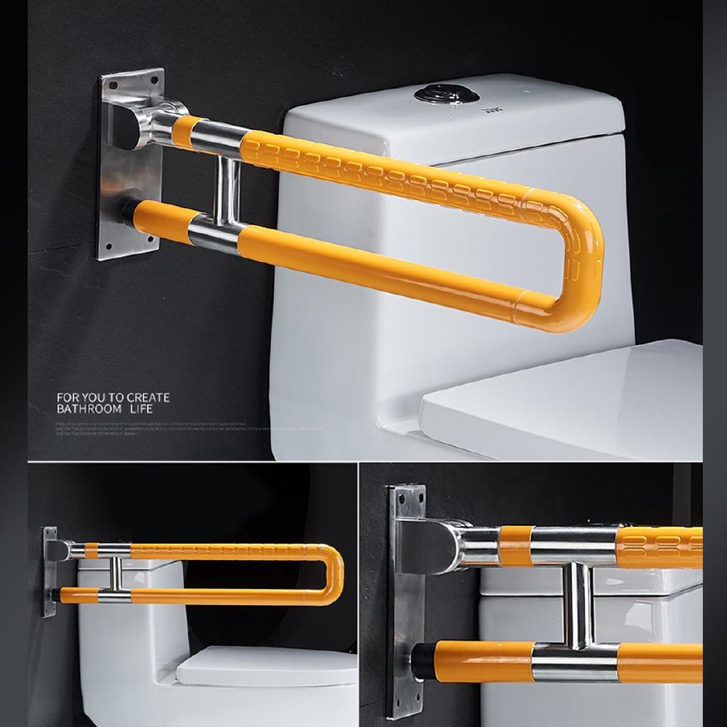 60/75cm Barrier-Free Stainless Steel Toilet Bathroom Grab Bar Elderly Disability Safety Handrail Folding Handrail Safety