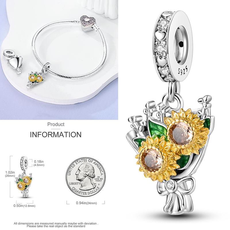 Neuer 925er Silber Kaktus Kleeblatt Anhänger Frühlingsgrüne Serie Perlenanhänger Für Original Perlenarmband DIY Schmuck