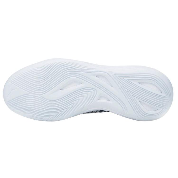 Puma Fusion Nitro Comfortable Round Toe Abrasion Resistant Lightweight Mid Top Basketball Shoes Unisex White Black 376639-01