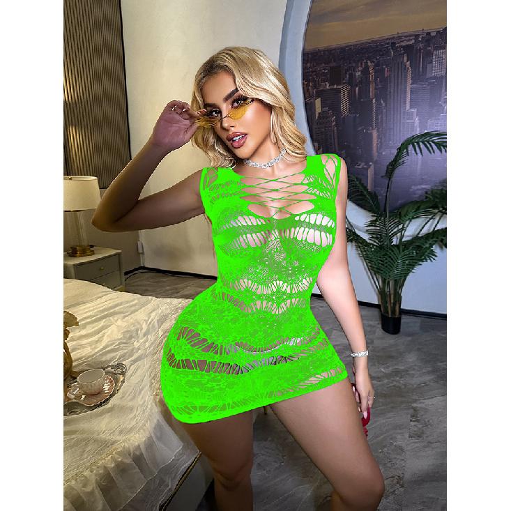 Sexy Black Jacquard Bodycon Dress European and American Cross-Border Erotic Lingerie Mesh Camisole Hollow Stockings