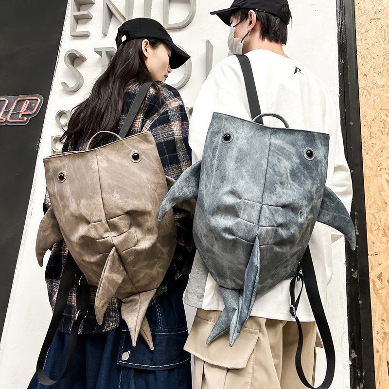 Sac à dos forme Requin-baleine drôle Y2K Sac à dos durable grande capacité Femmes Hommes Mignon Dessin animé d'extérieur Sac de voyage Sac d'école pour étudiant