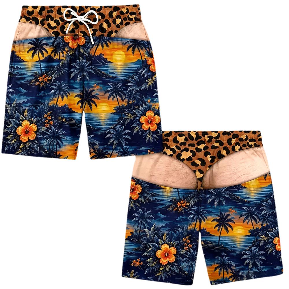 Funny Swim Trunks for Men Casual Novelty 3D Print Quick Dry Swimwear Drawstring Graphic Bathing Suit Beach Shorts