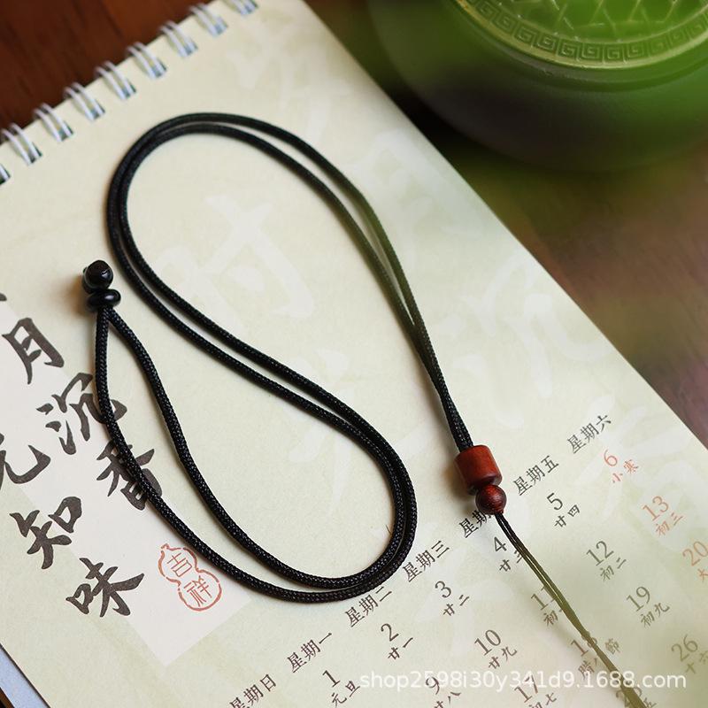 Stretchable Jade & Rosewood Barrel Necklace Pendant Cord