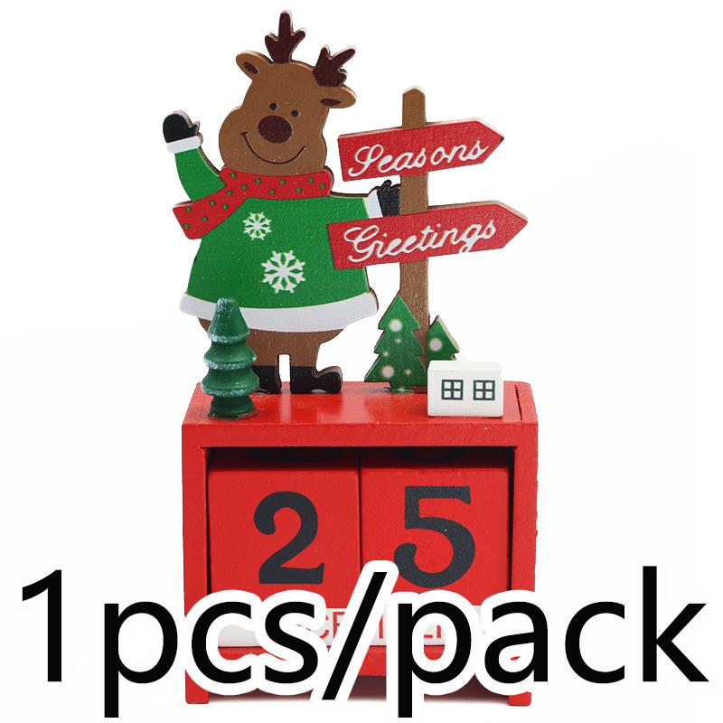 

(1 Pcs) 7.3*14cm Christmas Decoration Wooden Calendar Display Window Desktop Decorations New Year Scene Originality Gift DIY 7.3x14cm