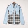 Women's Autumn and Winter Plaid Contrast Color Loose Single-breasted Denim Jacket Women Top Cardigan Long Sleeve