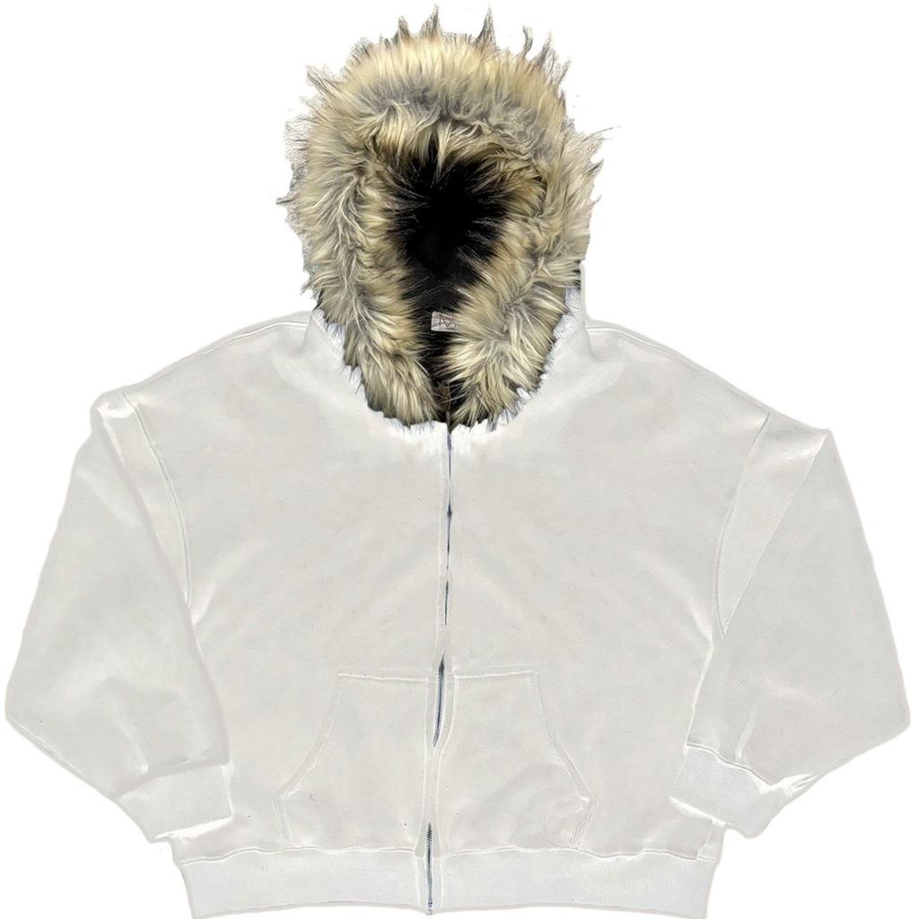DRIPX Fluffy Hat Hoodie Solid Color Casual Long Sleeve Hoodie Retro Coat Street Trend Y2k