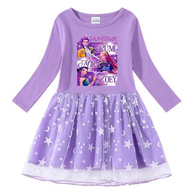 Girls Kpop Mira Zoey Rumi Hunters Printed Fashion Mesh Dress