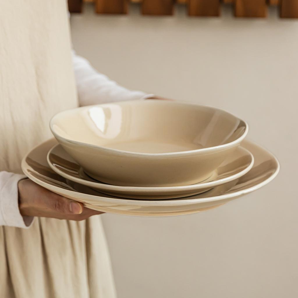 High-End Ceramic Bowl Set Home Restaurant Hotel Plate Simple Tableware Western Food Large Plate Dish Plate