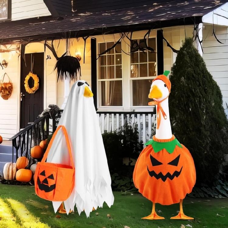 Festival Yard Decoration Geese Costume Polyester Outfit With Pumpkin Design For Garden Statues Halloween Decoration