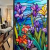 Colorful Retro Floral & Bird Static Cling Window Film - No Glue, Removable