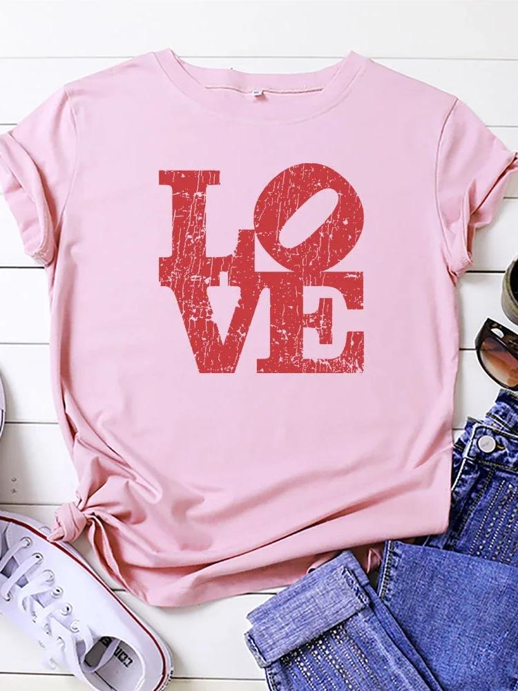 Red Love Letter Print T Shirt Women Short Sleeve O Neck Loose Tshirt Summer Women Tee Shirt Tops Camisetas Mujer