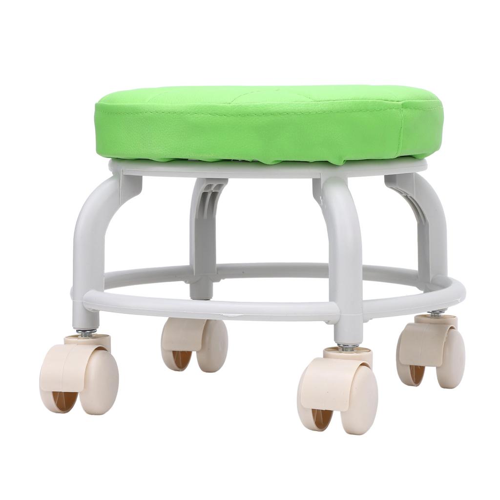 Green Rolling Stool Portable Miniature Shoe Stool Small Roller Stool for Home Office Fitness Center