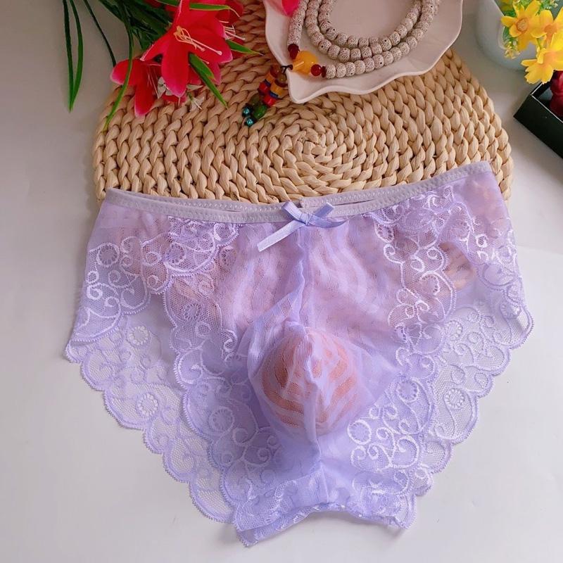 1 szt. Bezszwowe majtki Seduction Koronkowa Seksowna bielizna Przezroczyste Plus size Osobowość Majtki męskie Włókno poliestrowe