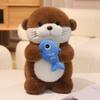 Kawaii  Otters Hold Fish Animals Plush Toys Soft Dolls Comfortable Fabric Office Soft  Pillow Cartoon Dolls Girls Birthday Gifts