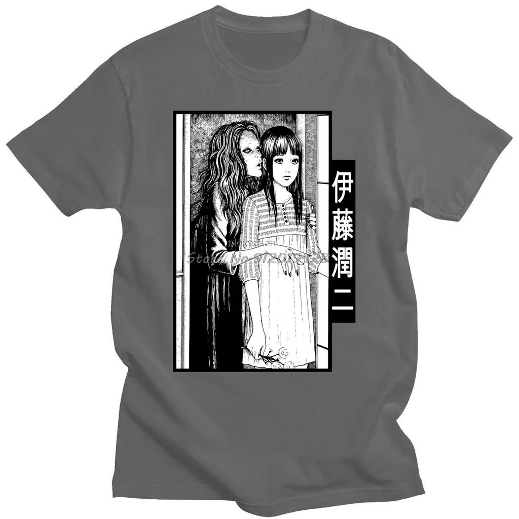 Japanese Anime Junji Ito Short Sleeve T-shirt Harajuku Unisex/women Casual Tshirt Unisex Creativity Style T Shirt Cotton Oversize