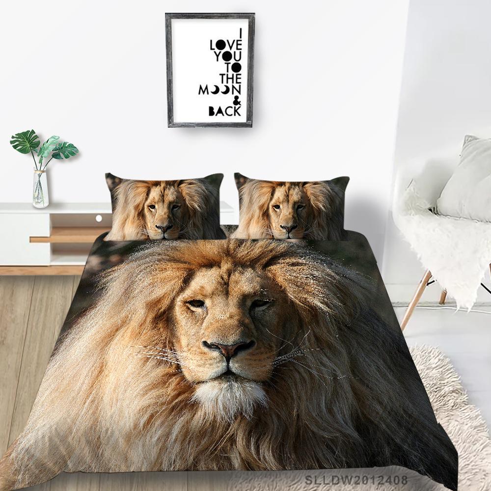 2023 New Style Bedding Sets 3D Lions Print Bedding Animals Style Home Bedroom Children Bedspreads Microfiber Quilt Cover