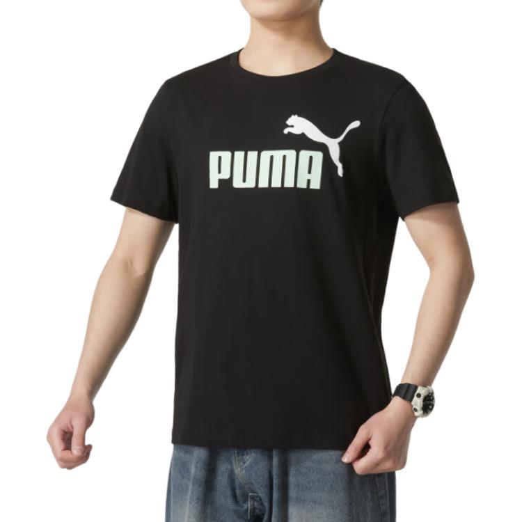 Puma Letter Print Casual Sweat-Absorbing Round Neck Short Sleeve T-Shirt Men Tops Black 847666-97