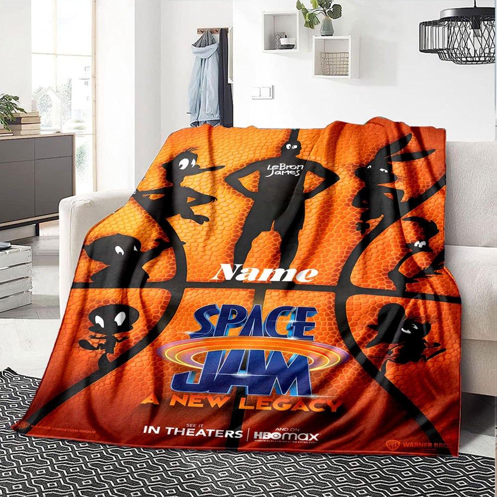Space Jam Legacy Lightweight Customizable Blanket Personalized Text Comfortable Throw For Sofa Couch Office Bed Picnics Ideal For All Seasons Digital