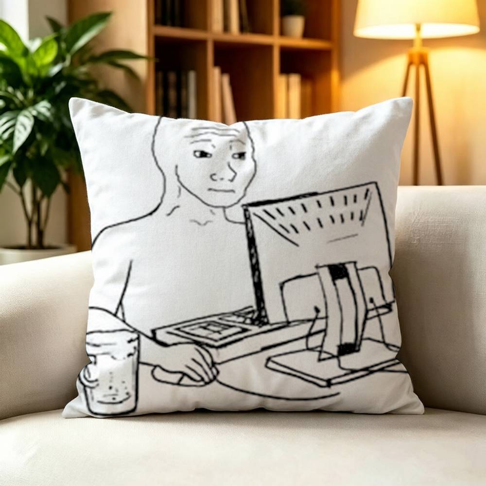 Feels Guy Wojak Meme Funny Double-Sided Printed Cushion Cover Bedroom Bedside Sofa Pillow Case
