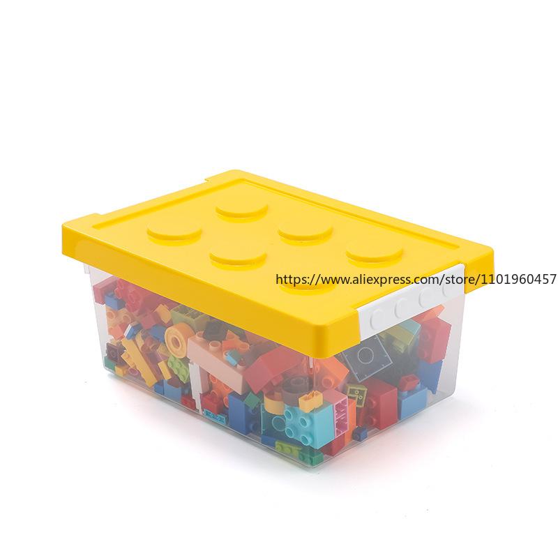Snap On Building Block Storage Box with Large Capacity Transparent Tape Cover, Classified and Organized Toy Storage Box