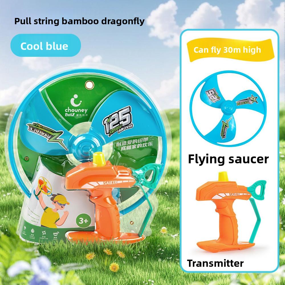 Kinder Bambus Libelle Zugleine Kreisel Fliegende Untertasse Handgezogener Frisbee Sport im Freien Übung Eltern-Kind Interaktives Flugspielzeug
