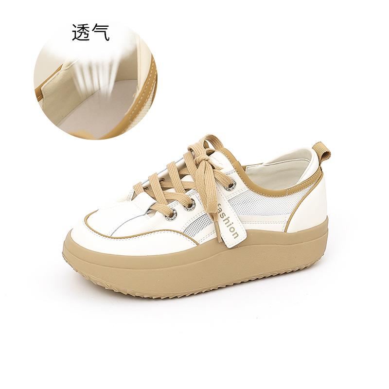 

Genuine leather women s shoes 2025 summer new mesh white shoes women s versatile platform casual shoes women s sports flat shoes women 35
