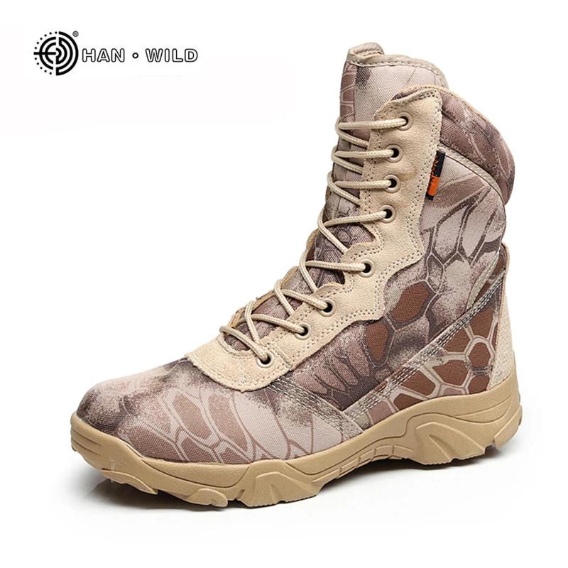 Men Tactical Boots Autumn Winter Waterproof Leather Boots Desert Safty Work Shoes Combat Ankle Boots Camouflage Hiking Shoes Comfortable Soft Sole Non