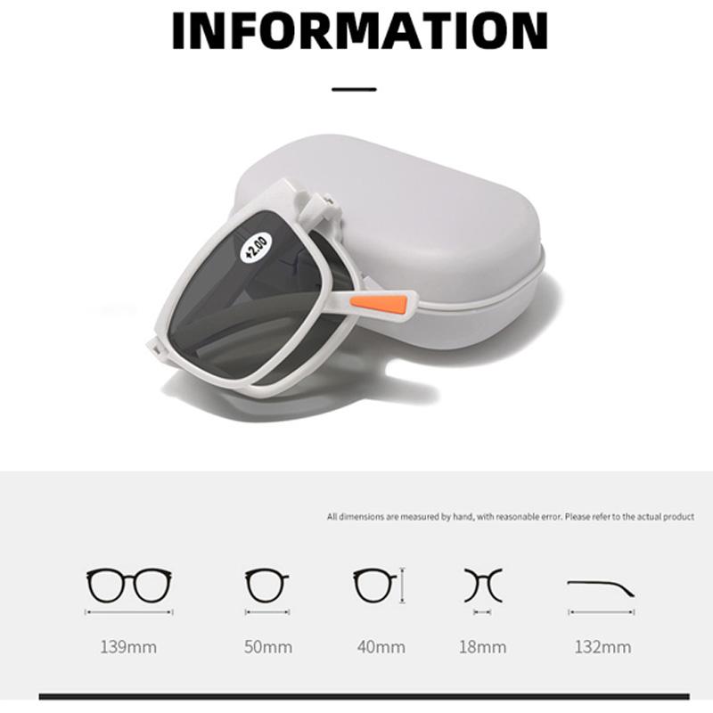 New Fashion 2-in-1 Reading Sunglasses Portable Folding UV Resistant Men's High-definition Anti Blue Presbyopia Glasses Diopter