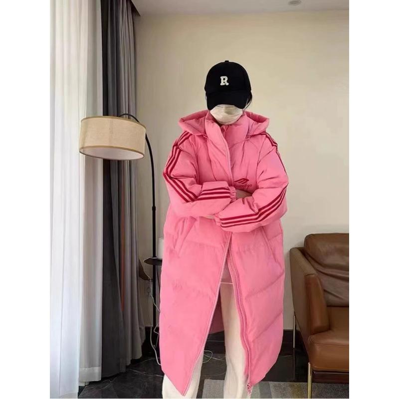 

Средняя и длинная пуховая хлопковая одежда для женской зимы новая выше колена студенческая свободная большого размера утолщенные хлопковые куртки, одежда-хлеб 2XL розовый