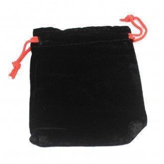 Velvet Drawstring Jewelry Pouch Black 10x12cm