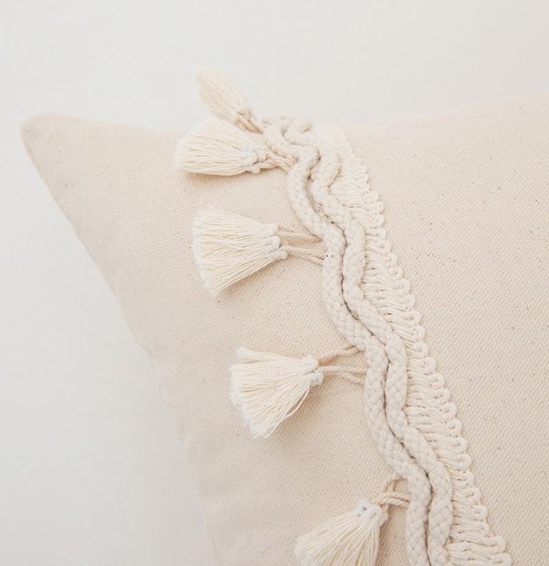 30x50cm 45x45cm Tassel White Throw Pillow Cover Cotton Linen Farmhouse Lumbar Pillowcase Indoor Outdoor Decorative Cushion Cover