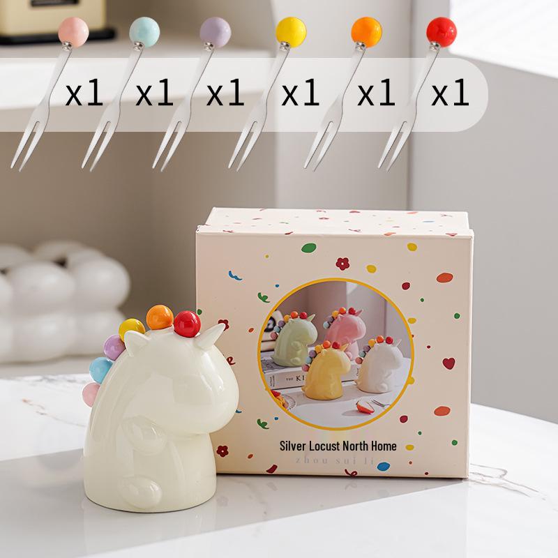 Yinhuai Stainless Steel Fruit Fork Set with Luxury Storage Jar – Safe, Cute, Small Forks for Kids