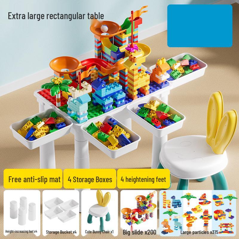 Large Multifunctional Building Block Table for Children's Early Education, Compatible with Lego