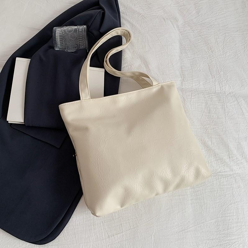 Vintage Korean Style Minimalist Tote Bag For Fashionable Autumn Outings In Black Orange Brown And White