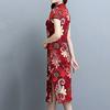 Lady Cheongsam Chinese Style Vintage Stand Collar High Split Summer Qipao for Stage Show