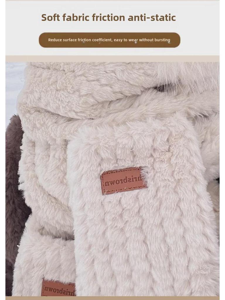 Damen Winter Plüsch Bärenmütze mit Schal & Handschuhen - Koreanischer Stil für Outdoor-Radfahren