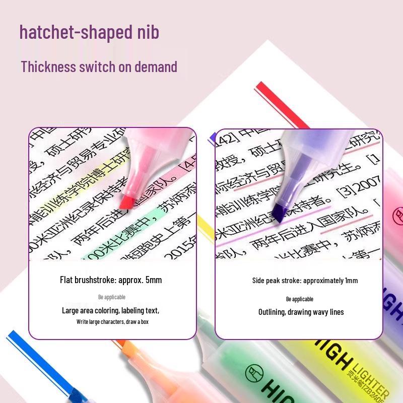 Conjunto de 6 Marca-Textos, Cores Doces, Traço Grosso