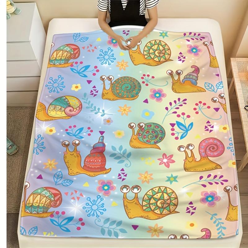 Lustige Süße Bunte Schneckenmuster Druckkunst Decke - Weiche Ganzjahres Mehrzweck-Kuscheldecke für Wohnzimmer, Bett & Geburtstagsgeschenk